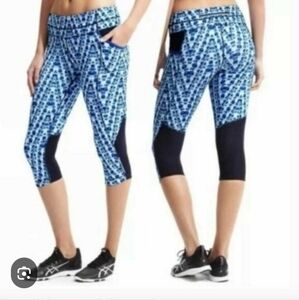 Athleta Teal And Black Capri Leggings XLT